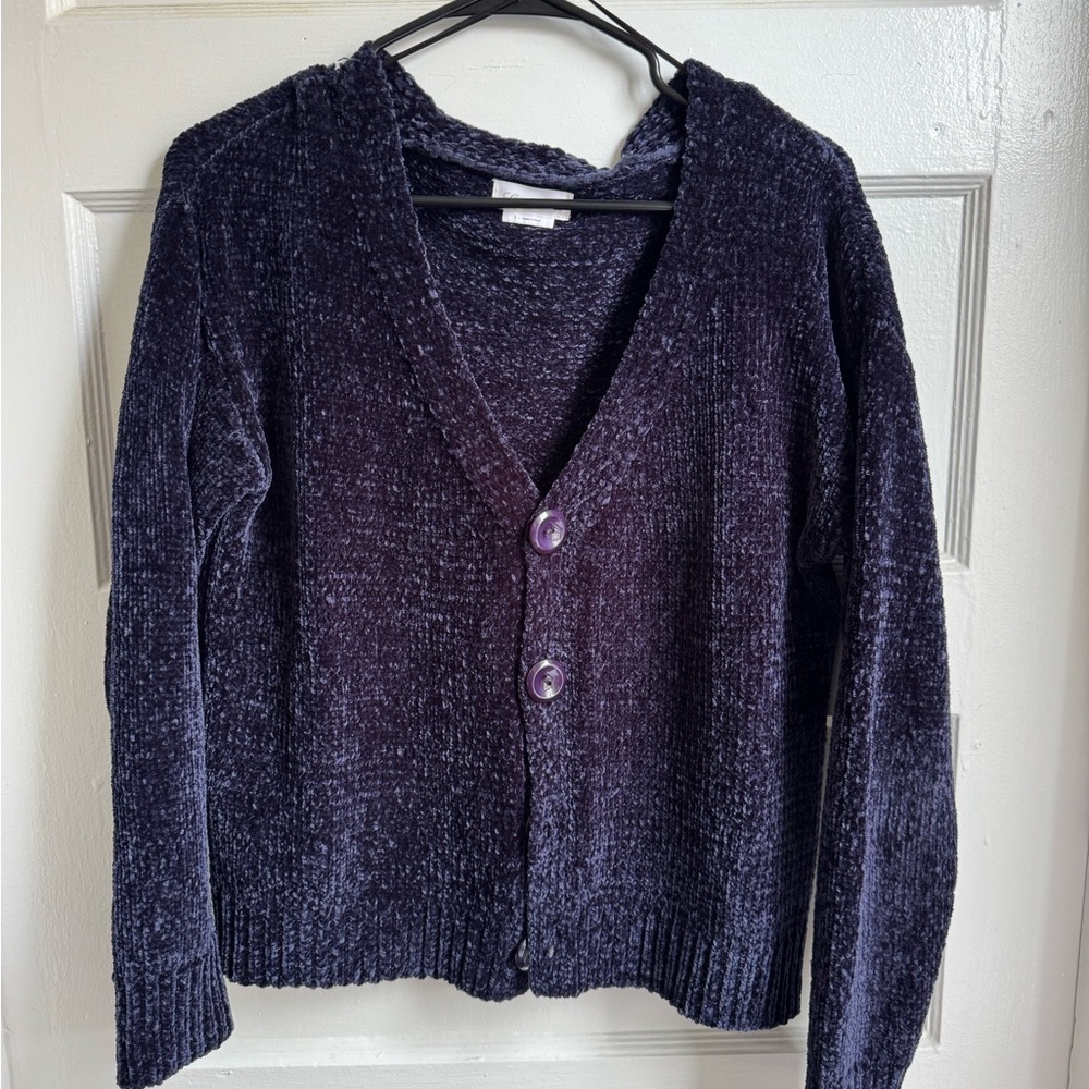 Lovers + Friends Purple Cardigan Sweater V-Neck Chenille